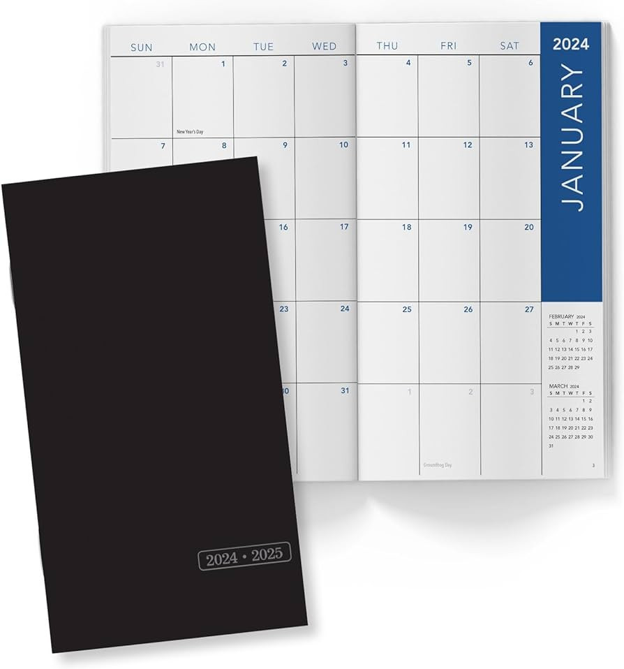 Global Printed Products 2 Year Monthly Pocket Planner 2024-2025 - Black | Amazon (US)