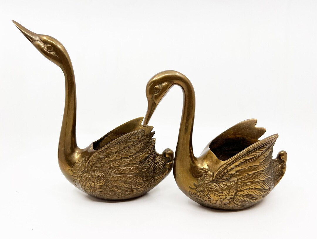 2 Brass Swan-shaped Planters / Jardiniere Planters - Etsy | Etsy (US)