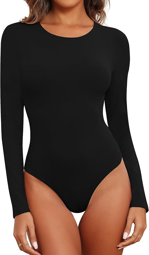 BALENNZ Womens Long Sleeve Bodysuit Round Neck Bodysuit Shirts for Women Crew Neck Body Suits Top... | Amazon (US)