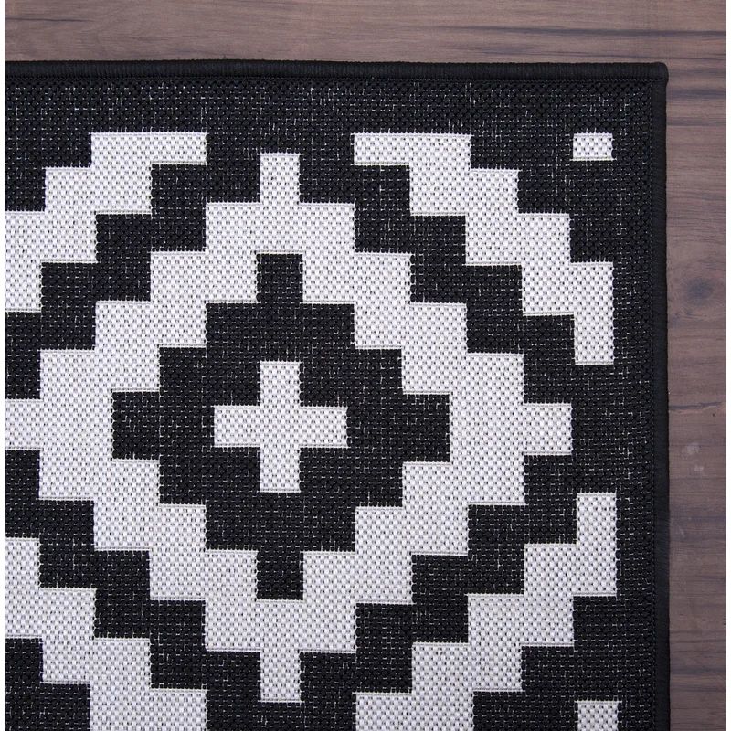 Hodder Southwestern Black Indoor / Outdoor Area Rug | Wayfair North America