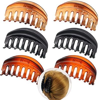 Luckycivia 6 PACK Large Plastic Hair Claw Clip, Pretty Strong Hold Hair Claw Clamp, Fashion Non-S... | Amazon (US)