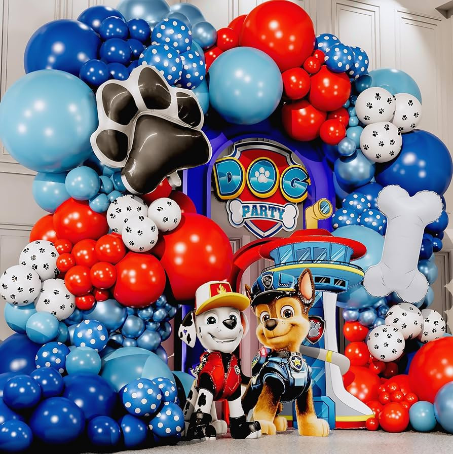 ALL-IN-1 Paw Balloon Arch & Garland Kit with BONUS Dog Bone – Small and Large Red, Dark Blue Pa... | Amazon (US)