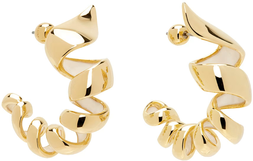 Gold Melodie Ribbon Hoop Earrings | SSENSE