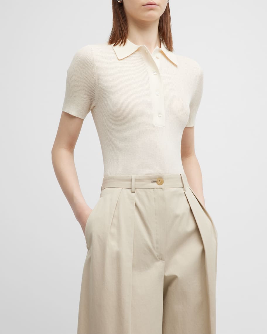 Grey/Ven Emma Ribbed Short-Sleeve Polo | Neiman Marcus
