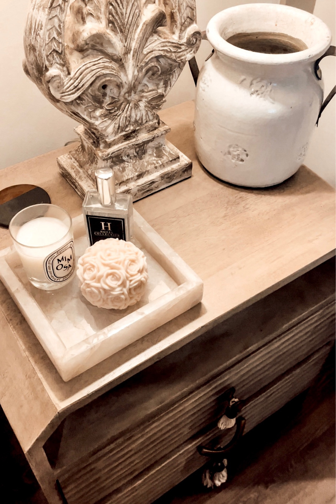 What’s On My Nightstand: Quartz Stone Tray.  Diptyque Candles. Anthropologie Tasseled Nightstands. Pottery Barn Ceramic Vase. Bedside Decor  

#LTKhome #LTKFind #LTKstyletip