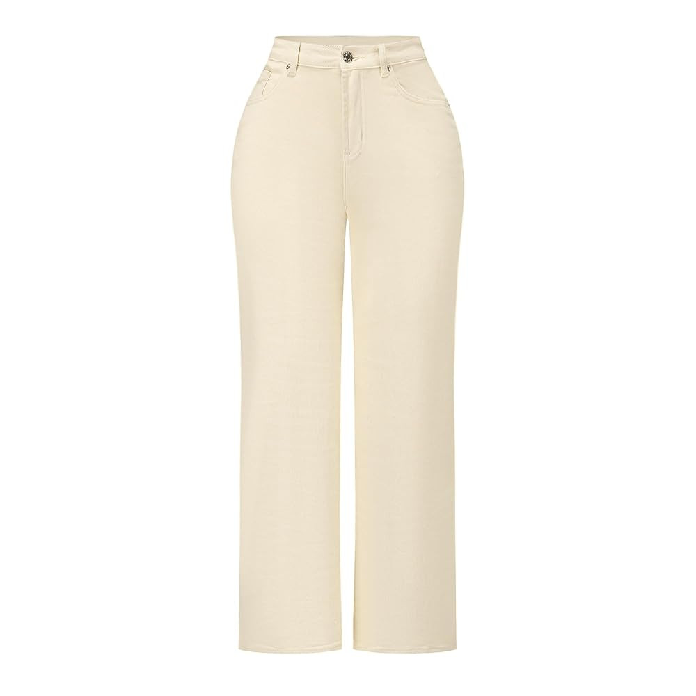 THUNDER STAR Womens High Waisted Wide Leg Jeans Stretchy Distressed Denim Pants | Amazon (US)