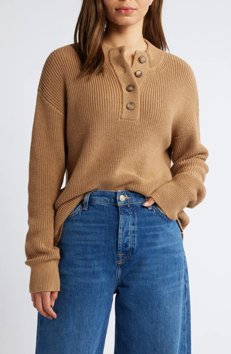 Half Button Pima Cotton Blend Sweater | Nordstrom