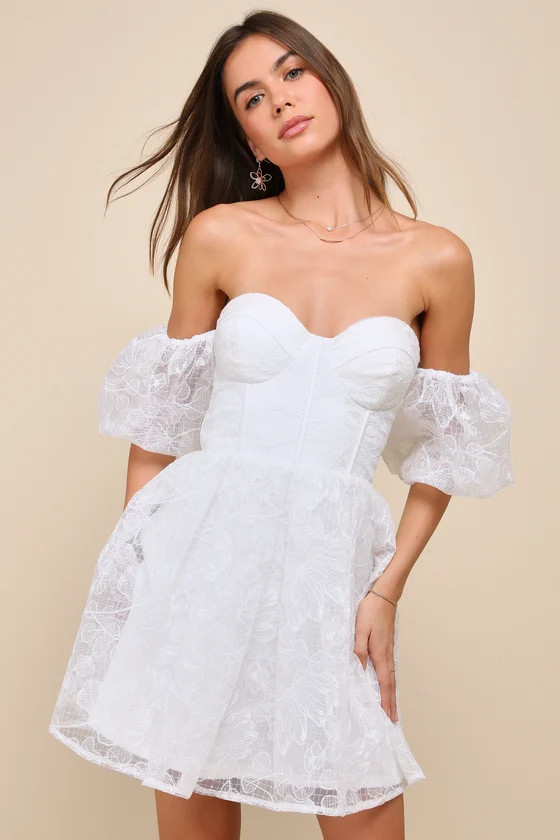 Precious Approach White Tulle Off-The-Shoulder Mini Dress | Lulus