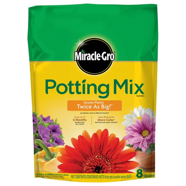 Miracle-Gro Potting Mix, 8 qt., For Indoor and Outdoor Container Plants - Walmart.com | Walmart (US)