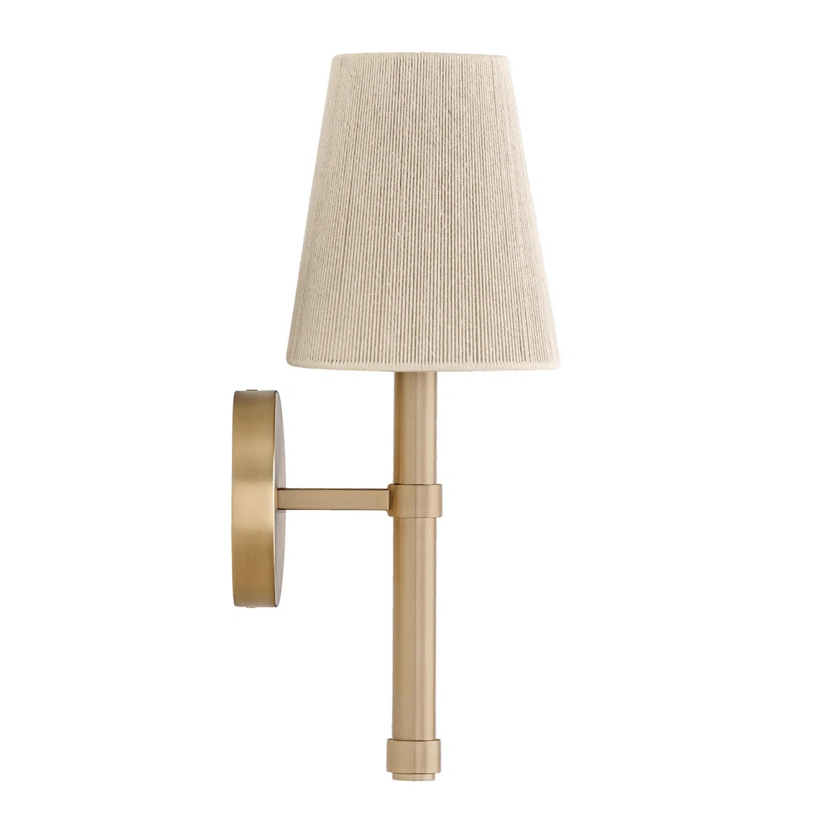 5" W x 14" H 1-Light Wallchiere Sconce in Matte Brass with Tapered Bleached Natural Rope Shade | Wayfair North America