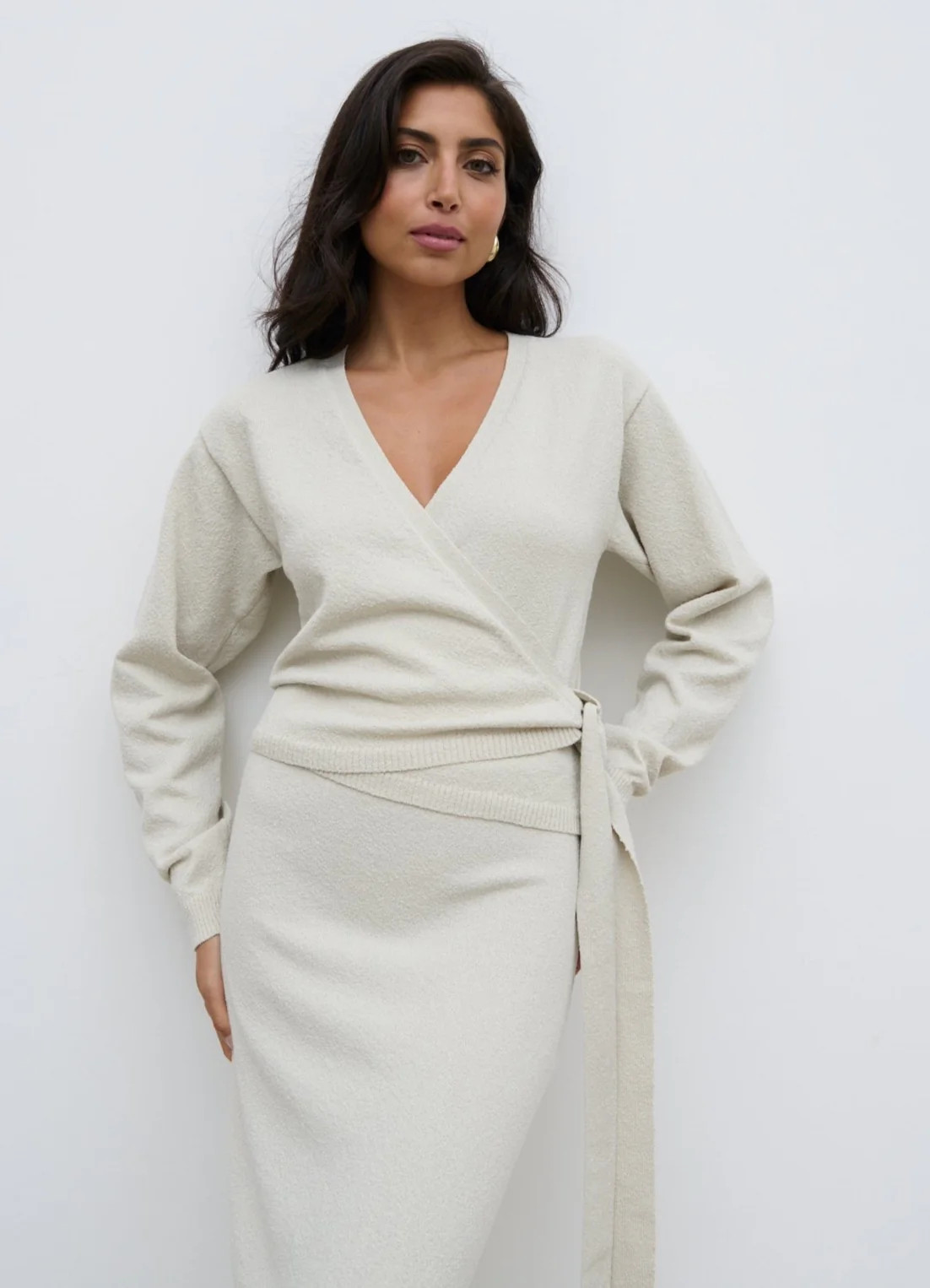 Laney Boucle Knit Wrap Top | Pretty Lavish (UK)