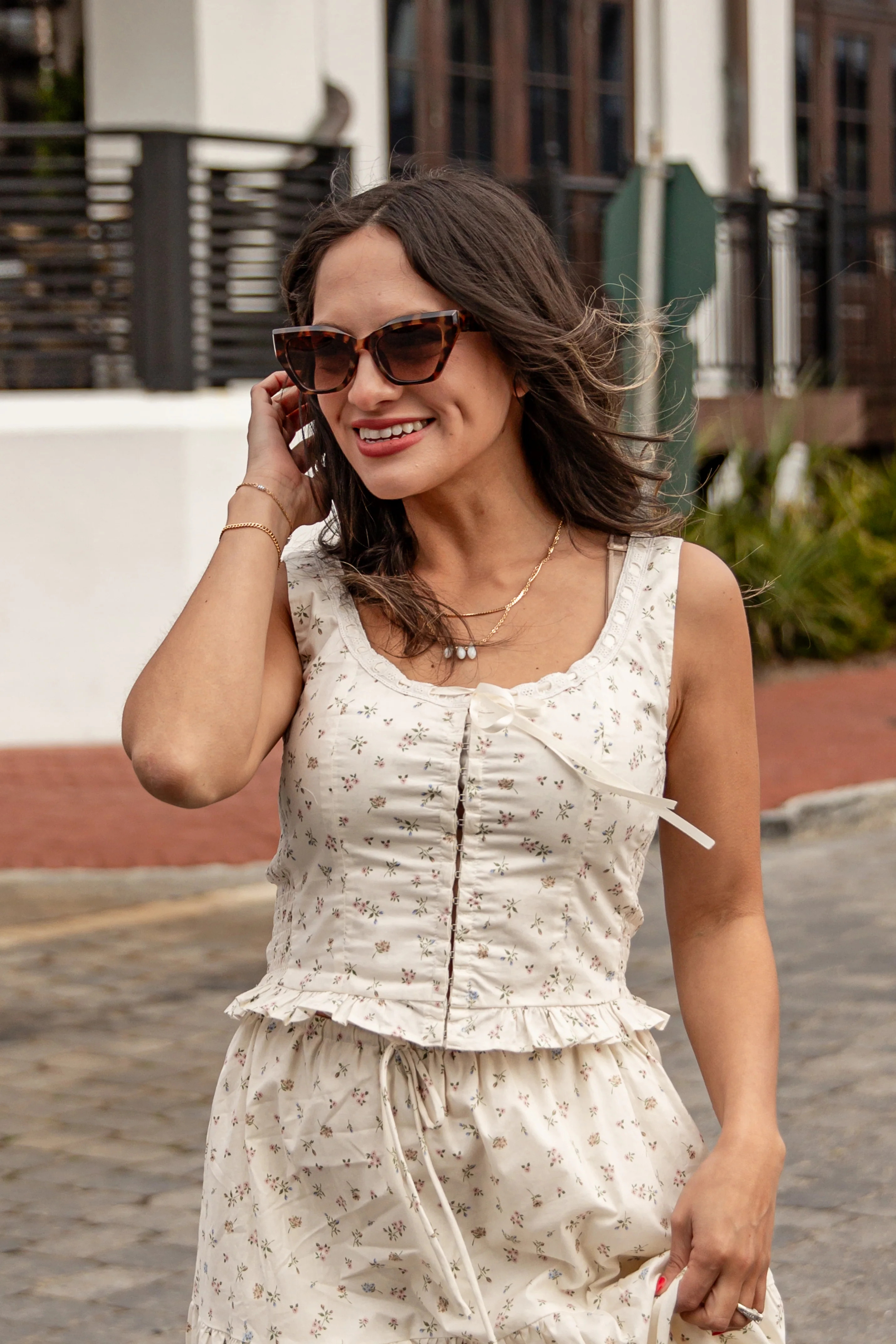 Delightful Cream Floral Tank | Trendy Women's Matching Set | DressUp | Dress Up