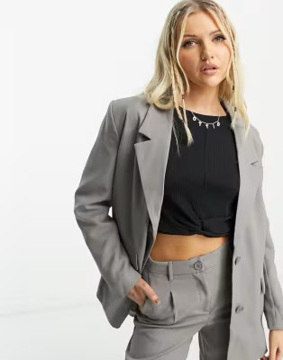 Noisy May oversized tailored dad blazer co-ord in grey | ASOS (Global)