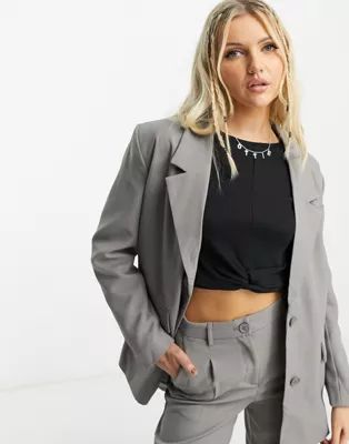 Noisy May oversized tailored dad blazer co-ord in grey | ASOS (Global)