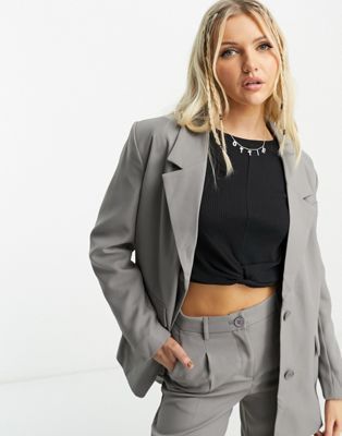 Noisy May oversized tailored dad blazer co-ord in grey | ASOS (Global)