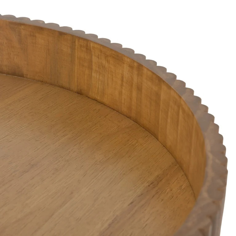 Better Homes & Gardens Ribbed Wood Decorative Tray, Honey Finish, 16.4" | Walmart (US)