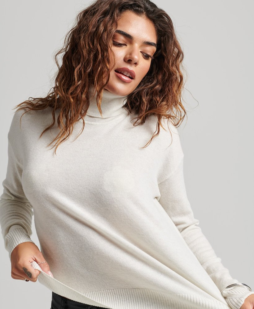 Womens - Roll Neck Lambswool Jumper in Light Grey | Superdry | Superdry (UK)