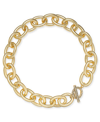 INC International Concepts Gold-Tone Pavé Toggle Chain-Link 18 | Macys (US)