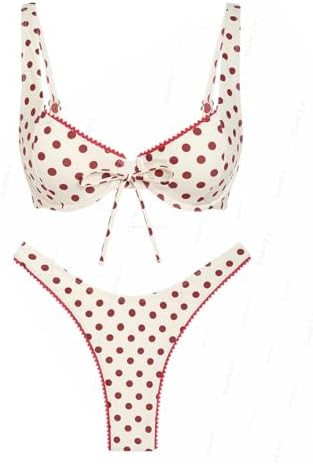seamoly Gingham Ruched Bowknot Decor High Cut Bikini Set | Amazon (US)