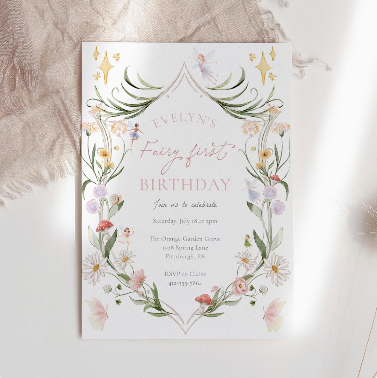 A dreamy invitation for the sweetest fairy first birthday 🧚‍♀️🌷
Love the whimsical floral details and enchanted garden feel. 

 #LTKBaby #LTKKids