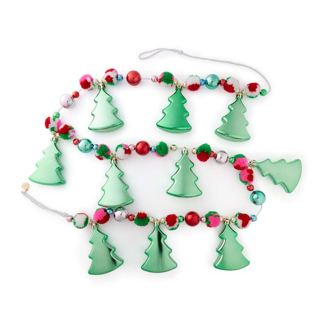 Packed Party Bright Green 5.5' Christmas Tree and Pom Pom Garland, 1 Piece | Walmart (US)