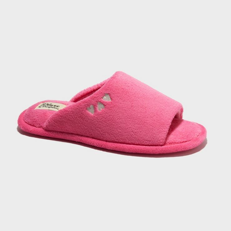 dluxe by dearfoams Women's Valentine's Day Trio of Hearts Slippers - Hot Pink | Target