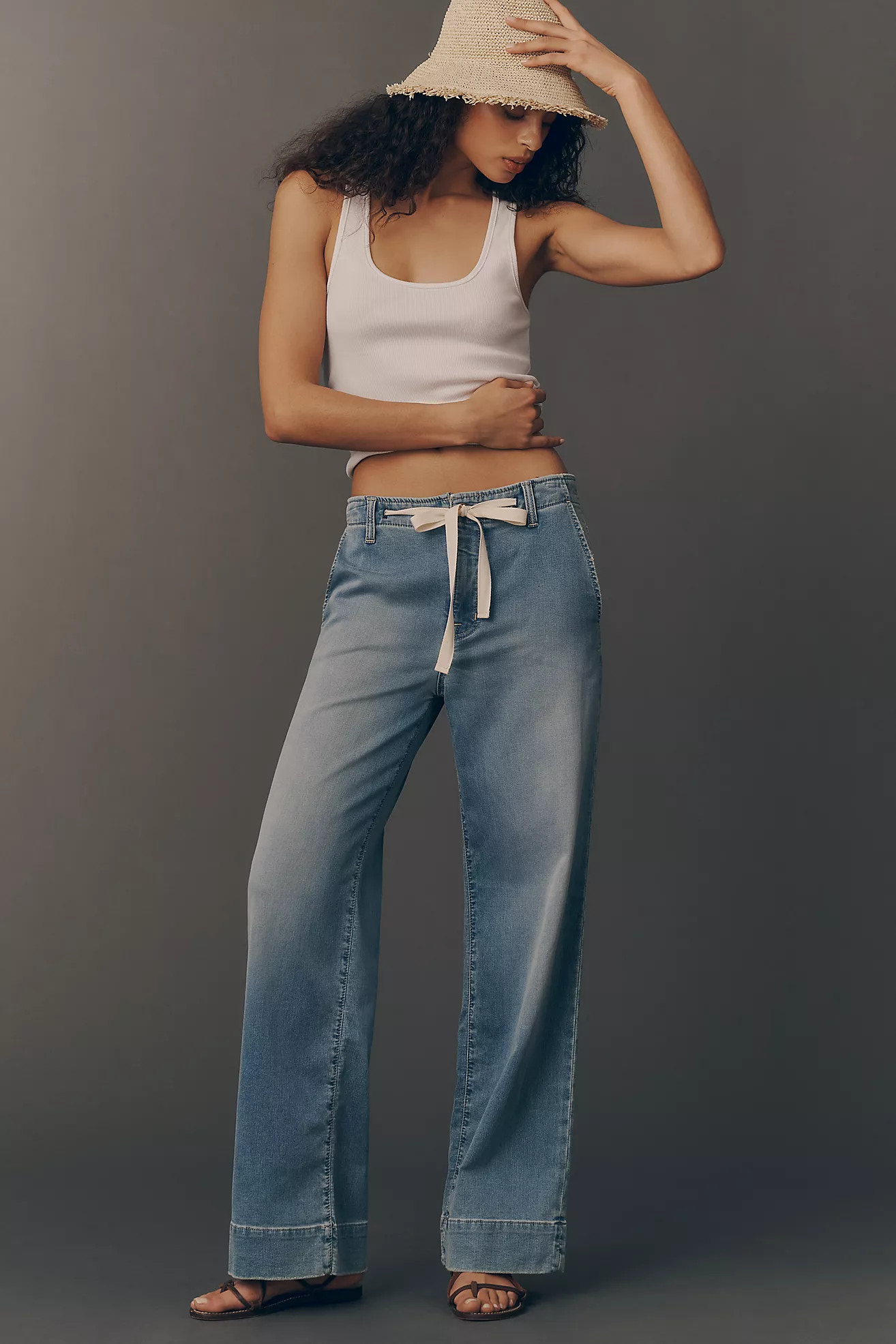 Fidelity Denim Knit Sunrise High-Rise Wide-Leg Trouser Jeans | Anthropologie (US)