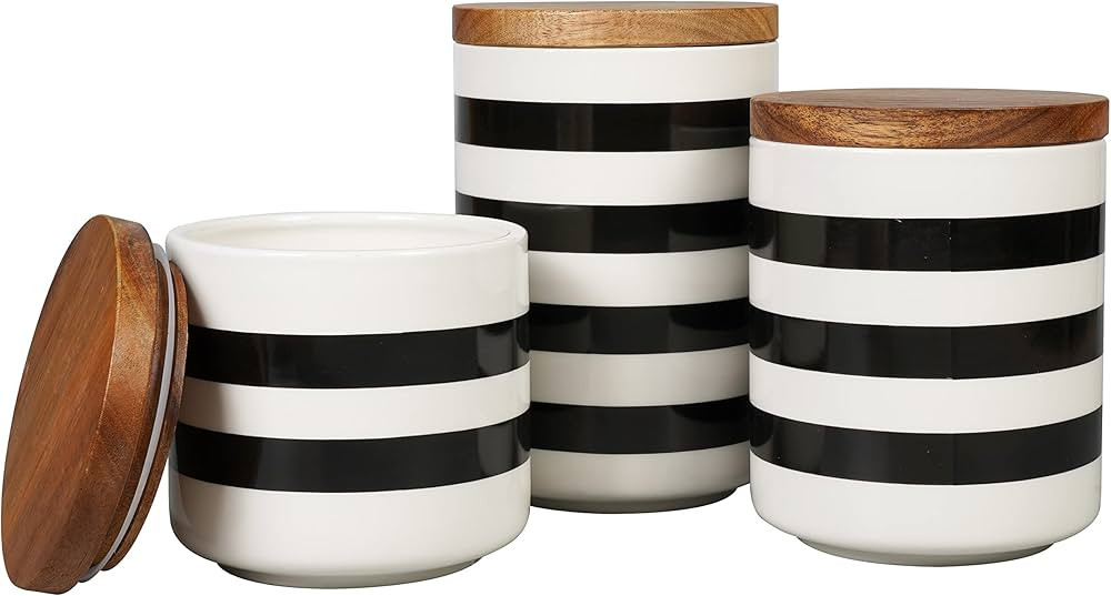 Sunddo Ceramic Canister Sets for Kitchen Counter with Bamboo Lid for Coffee, Sugar, Tea Set of 3 | Amazon (US)