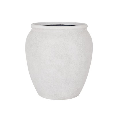 allen + roth Round 16.25-in W Large White Stone Outdoor Planter with Self Watering | Lowe's