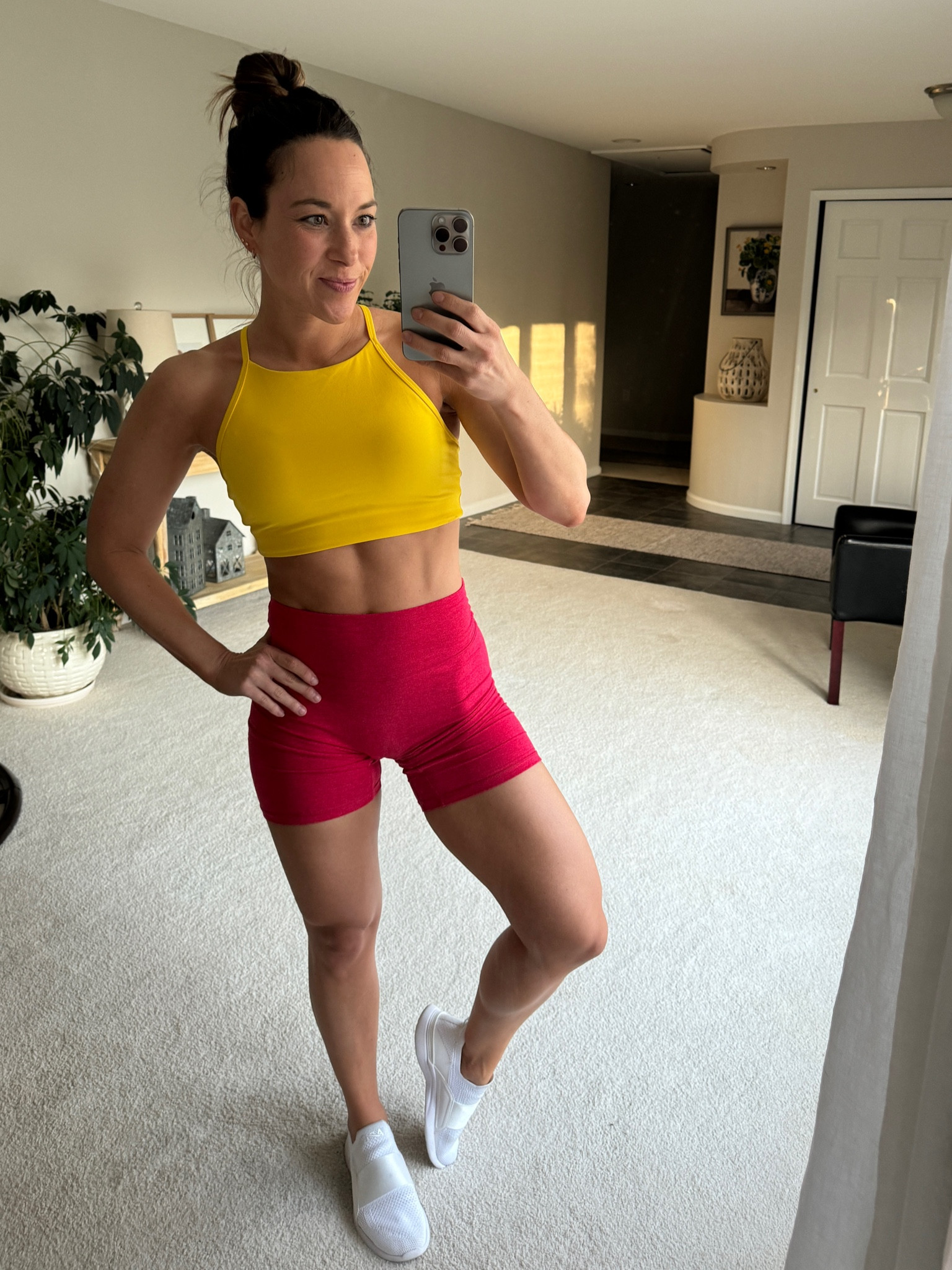 Feeling sunny, or at least trying to get some more sun in my vibrant yellow halter from Amazon and red P'tula shorts! 💪☀️ #WorkoutReady #FitnessFashion #LikeToKnowIt#LTKfitness

#LTKActive