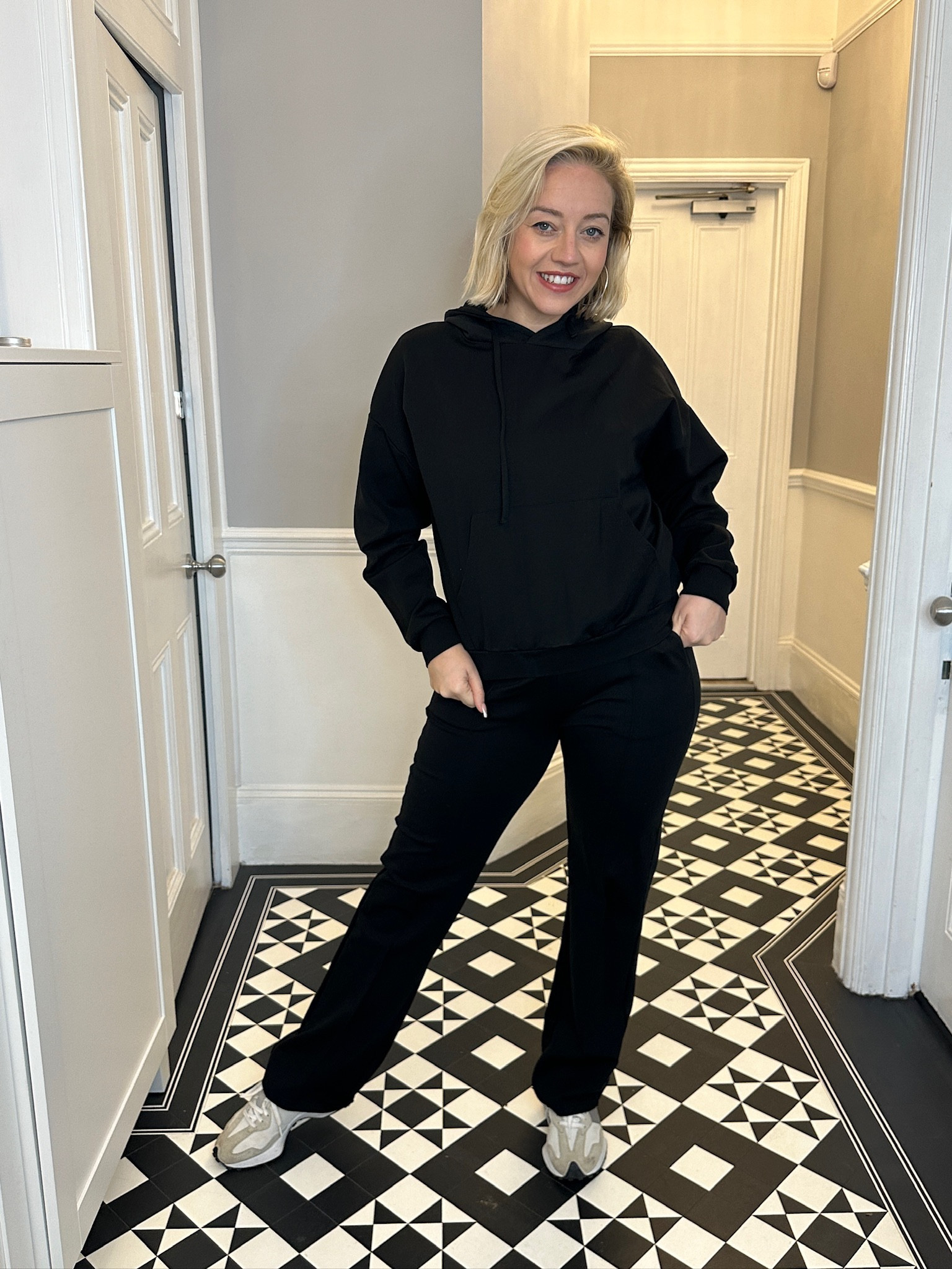 Black tracksuit, comfy clothes, cosy outfit, autumn winter style, New Balance 327 trainers, Boxing Day outfit, chill outfit 

#LTKstyletip #LTKSeasonal #LTKeurope