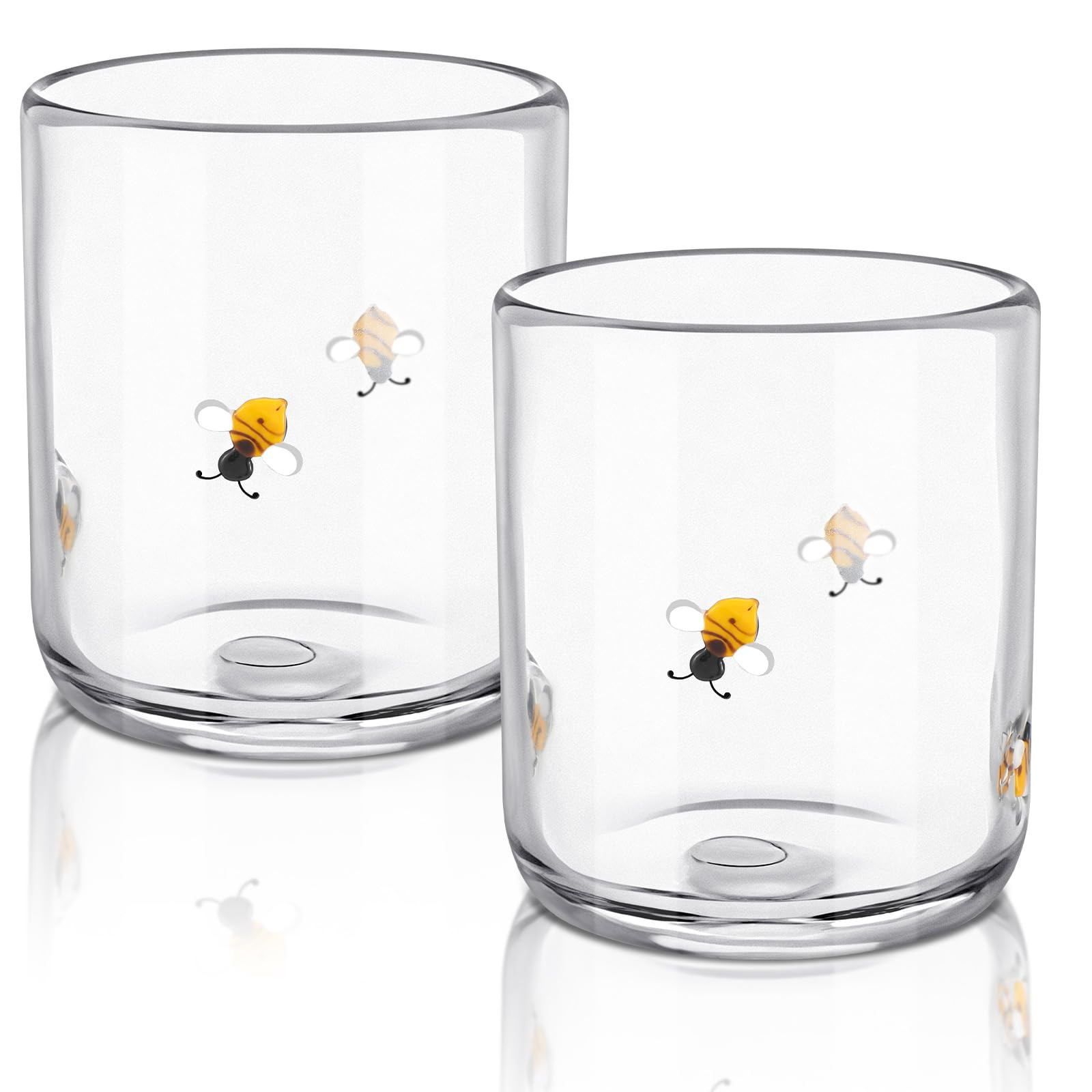 2 Pcs Bee Yellow Icon Juice Glasses, 14oz Stemless Wine Drinking Juice Glass Cup for Party Suppli... | Amazon (US)