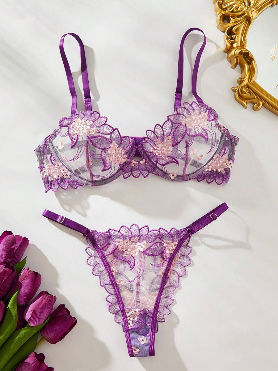Women's Embroidery Sexy Lingerie Set | SHEIN