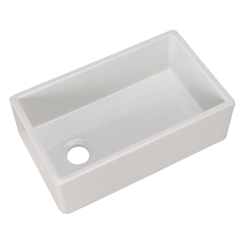 Pegasus Farmhouse Apron Front Fireclay 30 in. Single Bowl Kitchen Sink in White-FS30 - The Home D... | The Home Depot