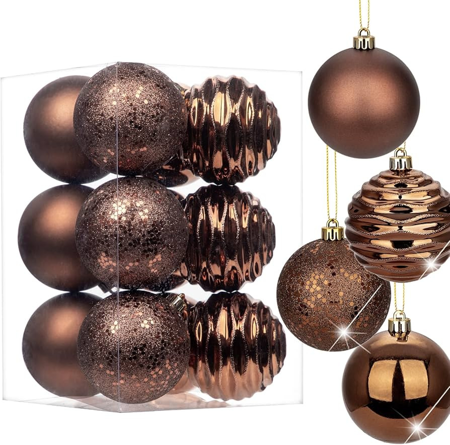 3.15" Bronze Christmas Ornaments for Christmas Tree 12 Pcs Medium Shatterproof Balls Christmas Tr... | Amazon (US)