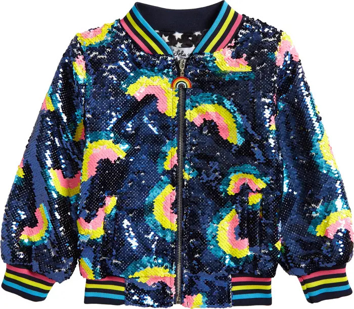 Lola & the Boys Kids' Rainbow Sequin Bomber Jacket | Nordstrom | Nordstrom