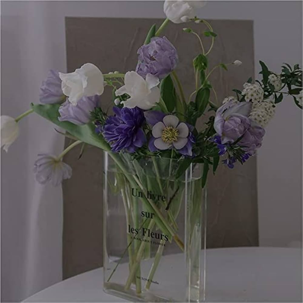 Book Flower Vase Clear - 8 Inch Acrylic Clear Book Flower Vase, Unbreakable-Acrylic Desktop Vase,... | Amazon (US)