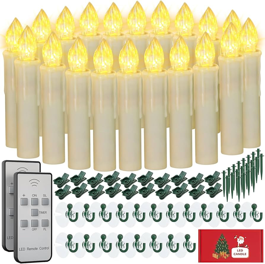 PChero Window Candles Battery Operated with Timer Remote, 20 Pcs Christmas Flameless Candles, Wat... | Amazon (US)