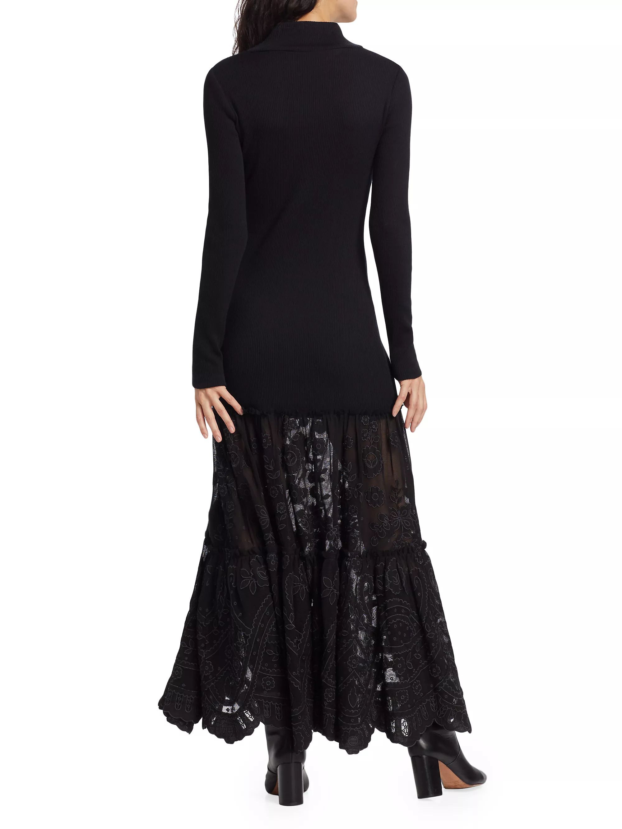 Joelle Mesh Panel Rib-Knit Maxi Dress | Saks Fifth Avenue