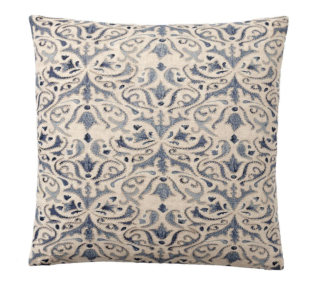 Reilley Embroidered Pillow Cover, 22"", Blue | Pottery Barn (US)