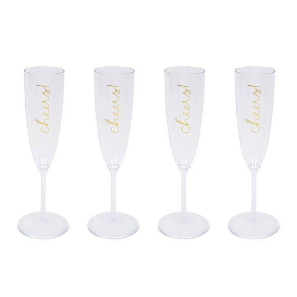 4ct 'New Year's Eve' Champagne Flutes Disposable Drinkware Clear - Spritz™ | Target