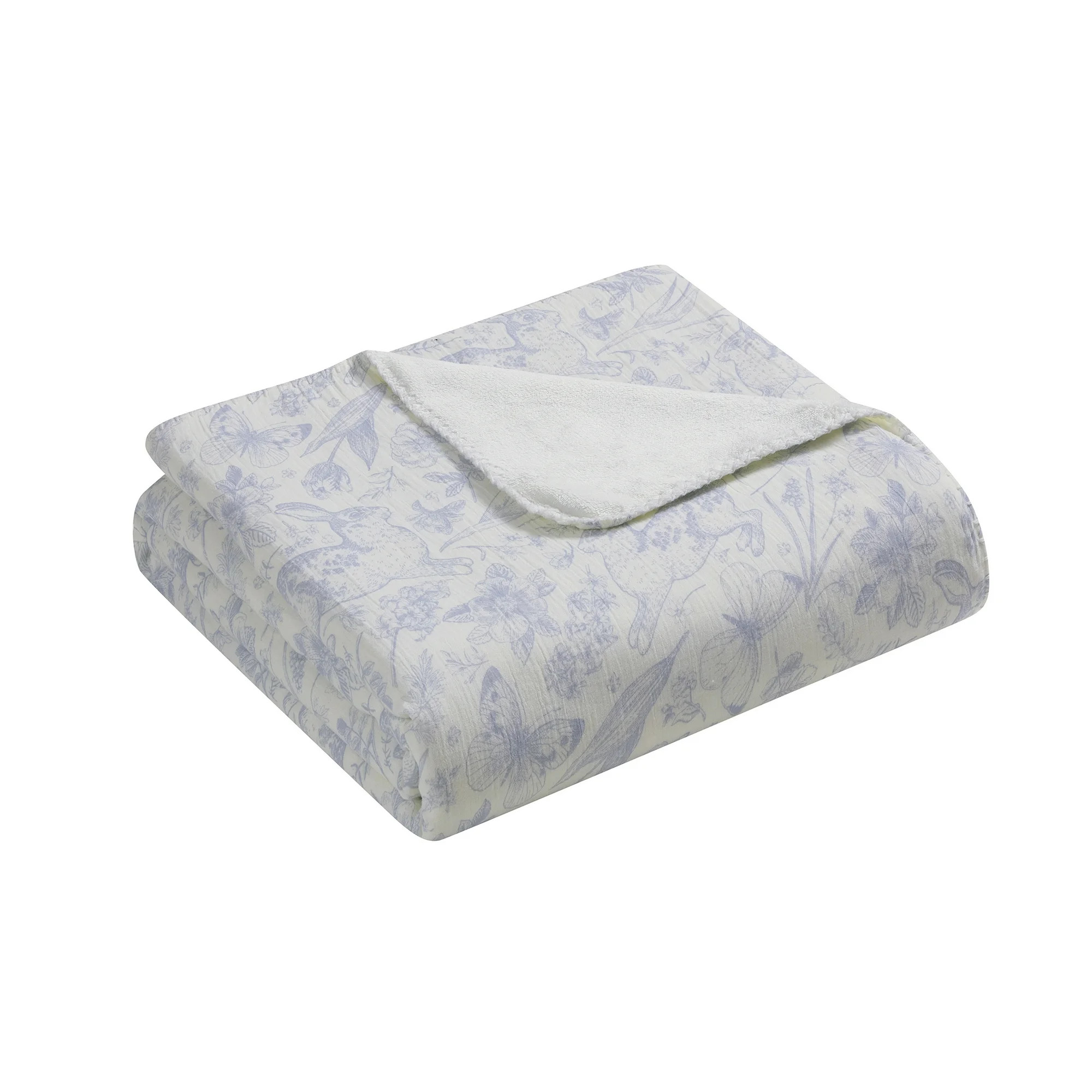 Blue Toile Bunny Polyester Muslin Easter Throw, 50" x 60", by My Texas House | Walmart (US)