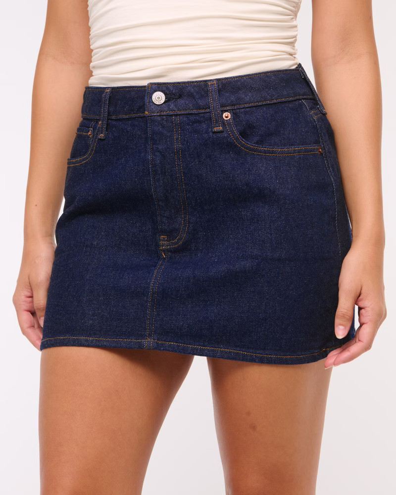 Women's Curve Love Mid Rise Denim Mini Skirt | Women's Bottoms | Abercrombie.com | Abercrombie & Fitch (US)