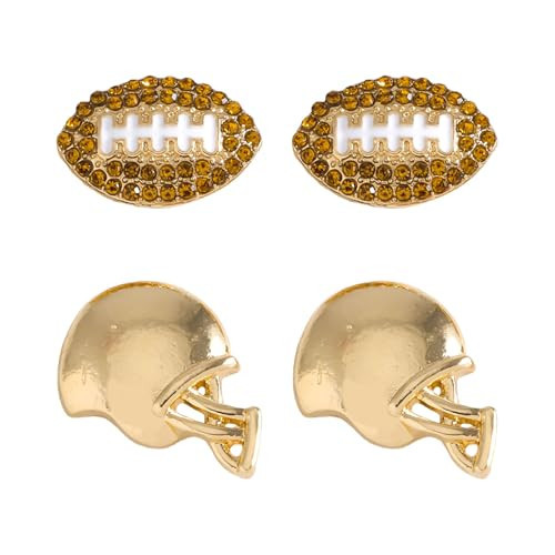 dvacaman 2 Pairs of Alloy Dangle football Earrings for Women - Hypoallergenic Sports Stud Earrings | Amazon (US)