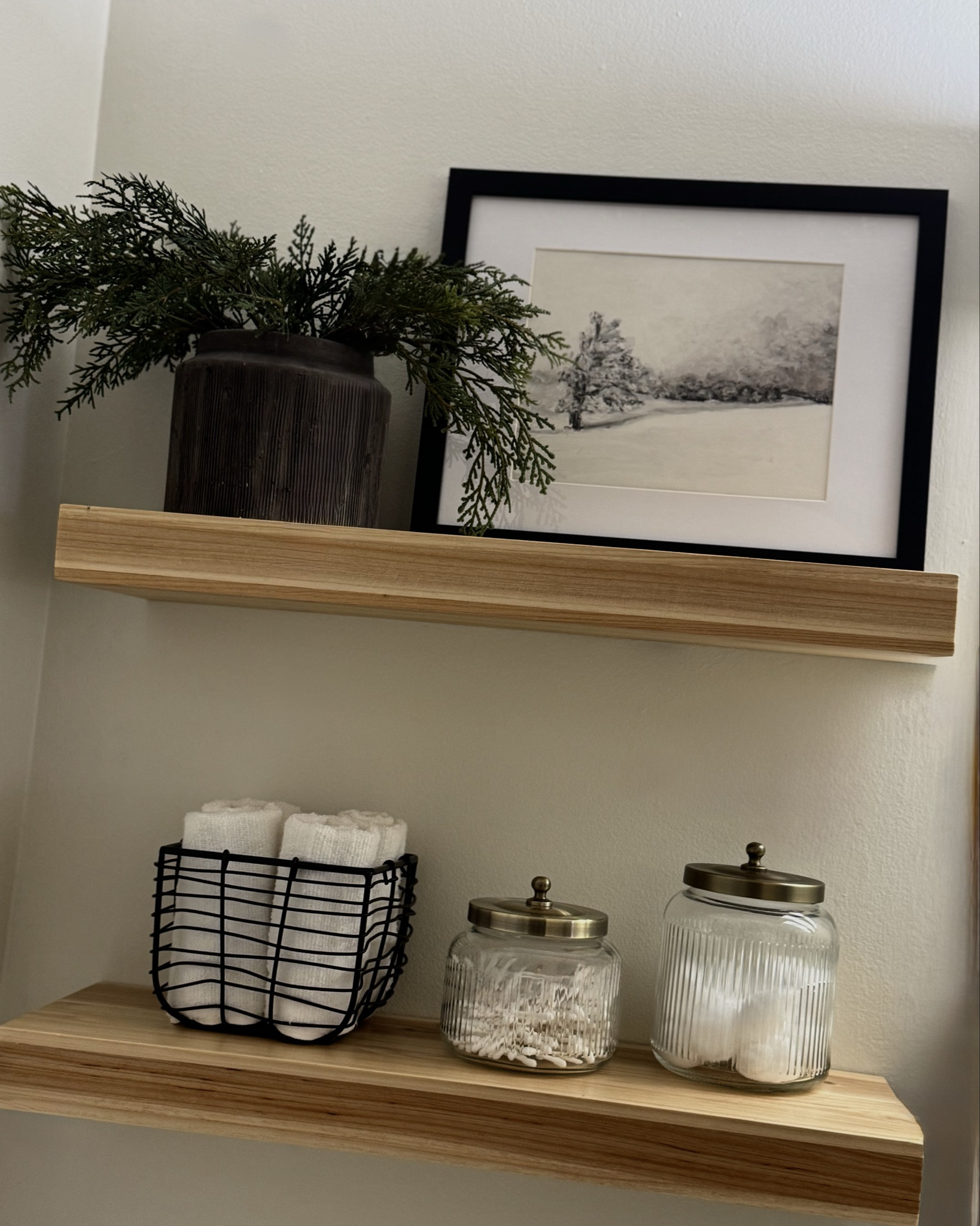 Christmas bathroom styling, faux cedar stems, framed winter art, Christmas art, bathroom storage, bathroom canisters, bathroom winter styling 

#LTKSeasonal #LTKHoliday #LTKHome

#LTKHome #LTKSaleAlert #LTKHoliday