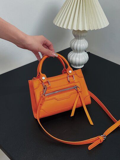 Mini Neon Orange Double Handle Square Bag
   SKU: sg2204289389370401      
          (228 Reviews... | SHEIN