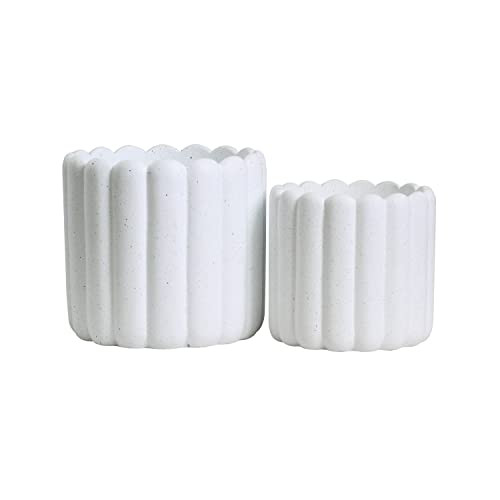 Olly & Rose Vertical Striped Ribbed Plant Pots - Charcoal Speckled White Planters - 6.5" and 5.3"... | Amazon (US)