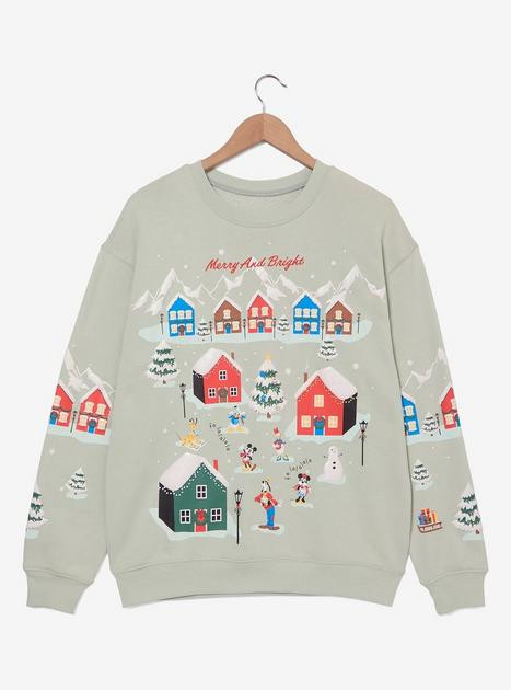 Disney Mickey & Friends Holiday Scene Women's Crewneck - BoxLunch Exclusive | BoxLunch