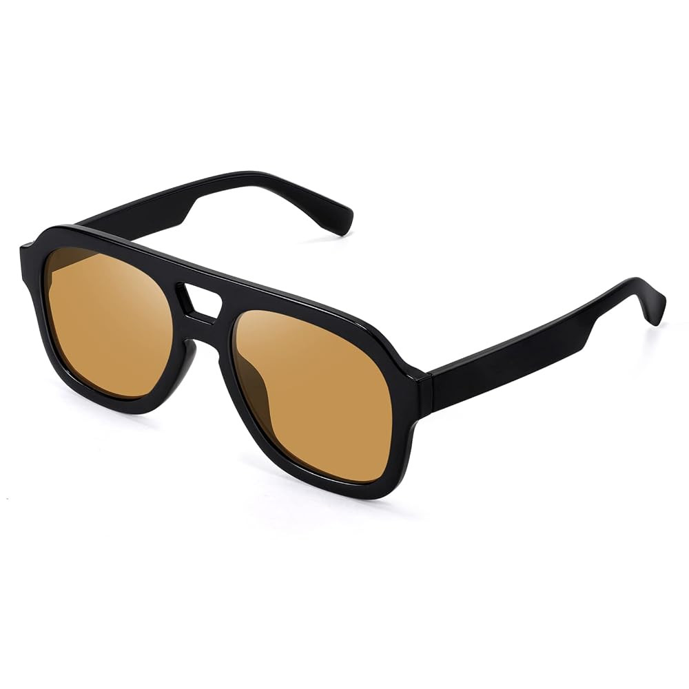 FEISEDY Vintage Aviator Sunglasses Double Bridge Women Men Large Square Thick Frame Trendy Eyewea... | Amazon (US)