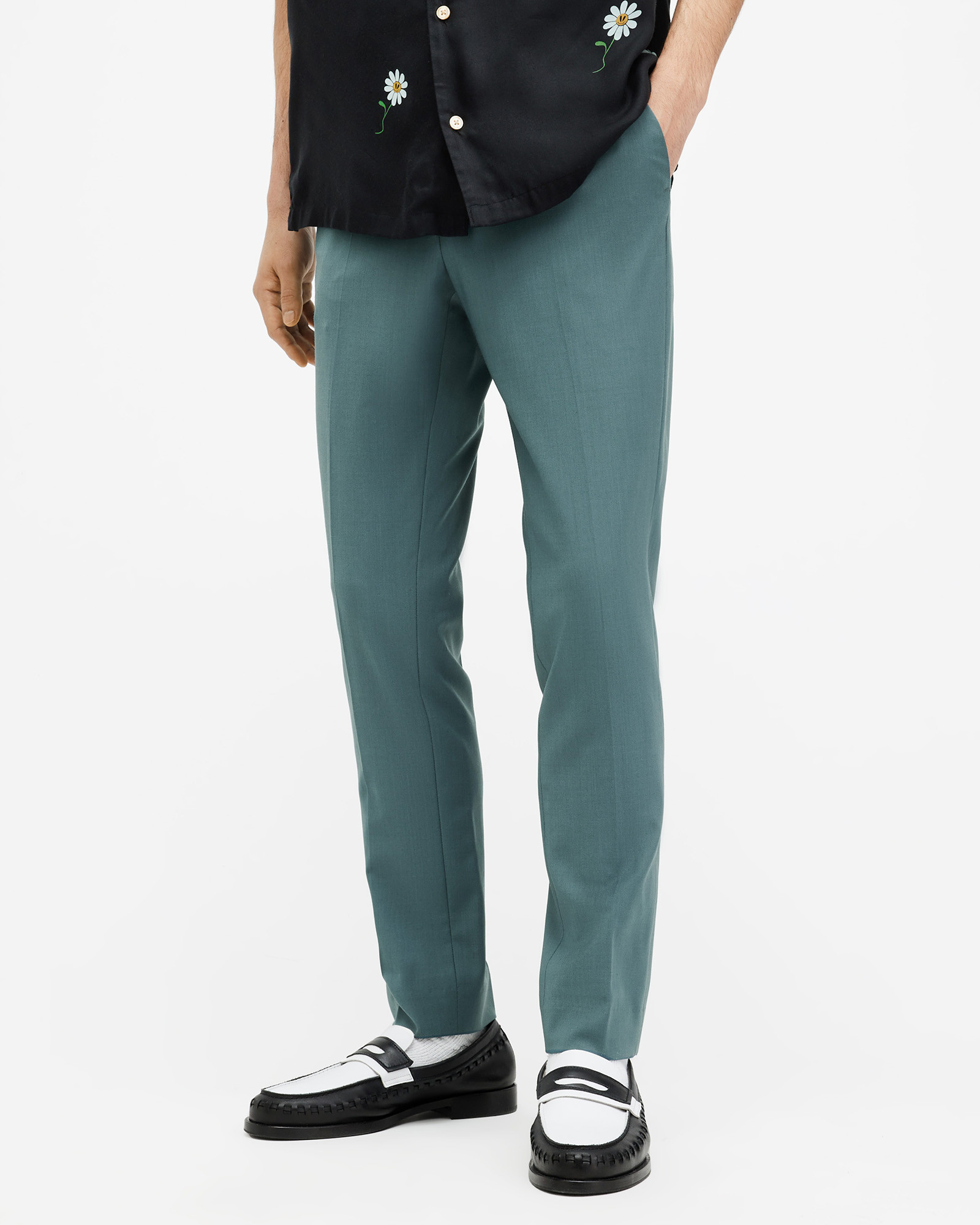 Moad Skinny Fit Stretch Pants Petrol Blue | ALLSAINTS US | AllSaints US